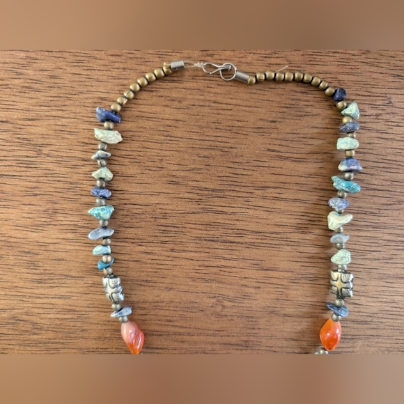 Vintage Antique Ancient Pendant Turquoise Necklace Boho Western Style - Picture 6 of 8